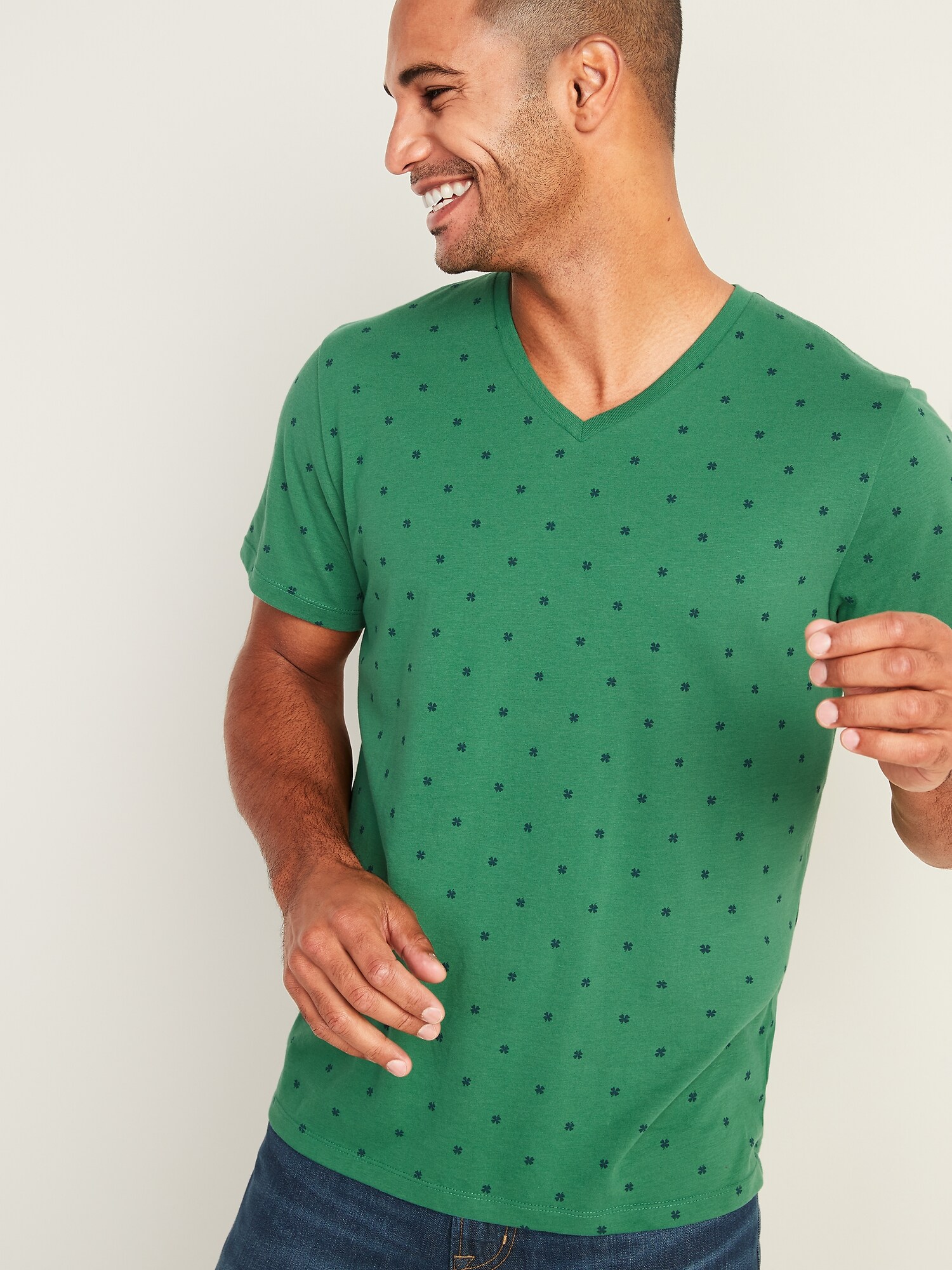 Printed Soft-Washed V-Neck Tee for Men | Old Navy