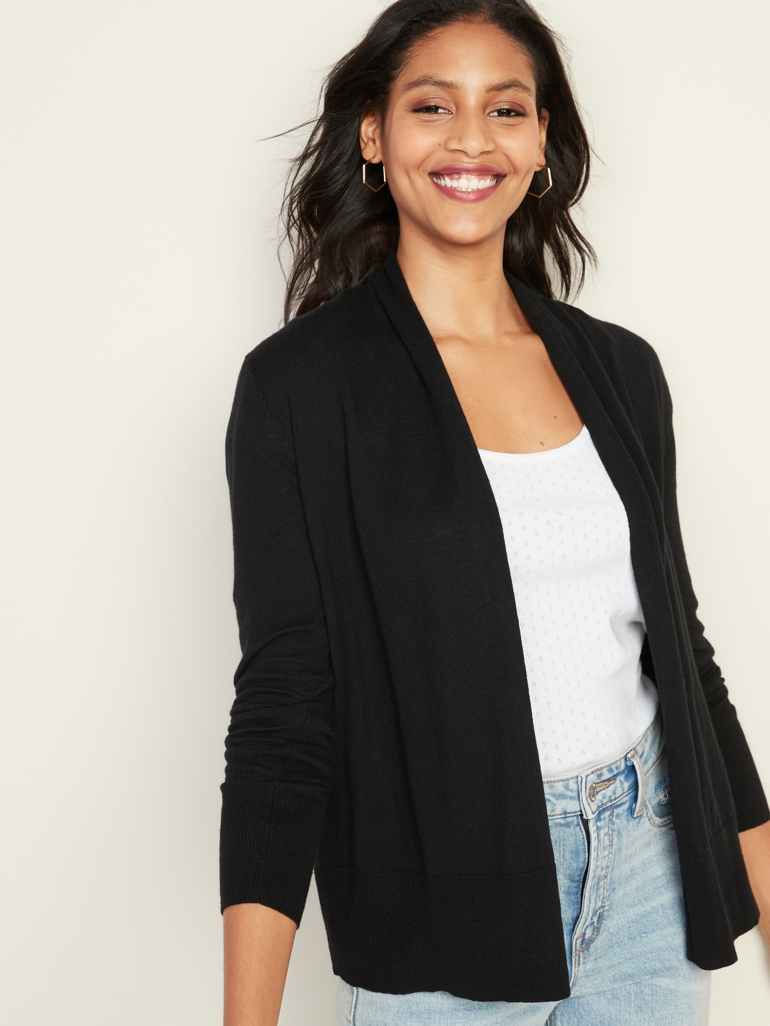 Short Shawl-Collar Open-Front Sweater for Women | Old Navy