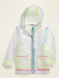 View large product image 4 of 4. Water-Resistant Hooded Rain Jacket for Toddler Girls