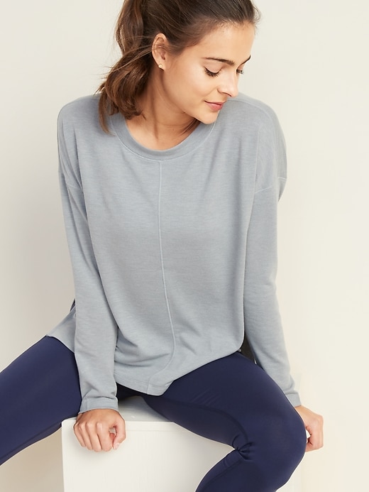 Image number 4 showing, Lightweight French Terry Side-Vent Top for Women