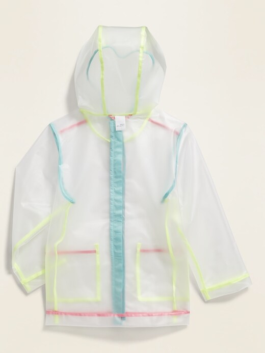 View large product image 2 of 4. Water-Resistant Hooded Rain Jacket for Toddler Girls
