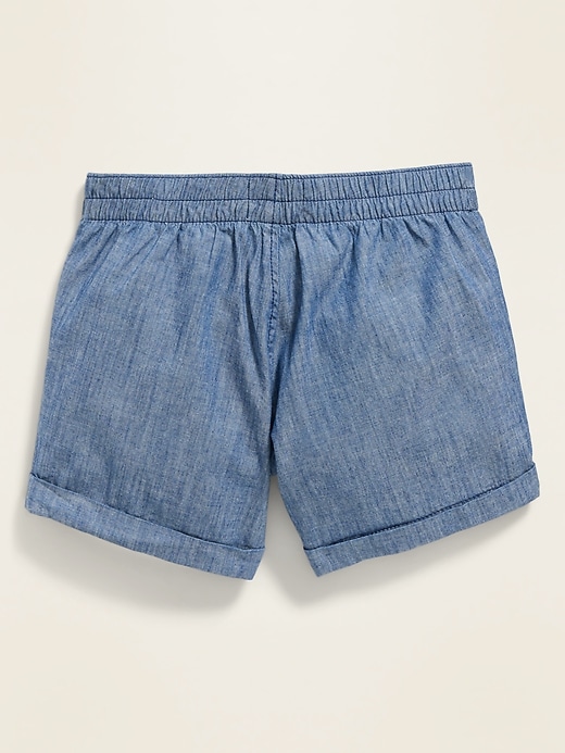 View large product image 2 of 3. Cuffed Chambray Pull-On Shorts for Girls