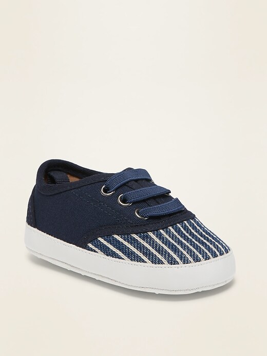 View large product image 1 of 4. Striped Textured Slip-On Sneakers for Baby