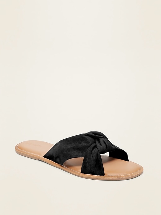 View large product image 1 of 1. Knotted-Twist Slide Sandals