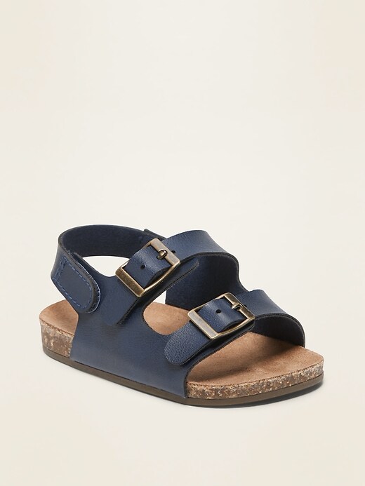 View large product image 1 of 1. Unisex Faux-Leather Double-Buckle Sandals for Baby