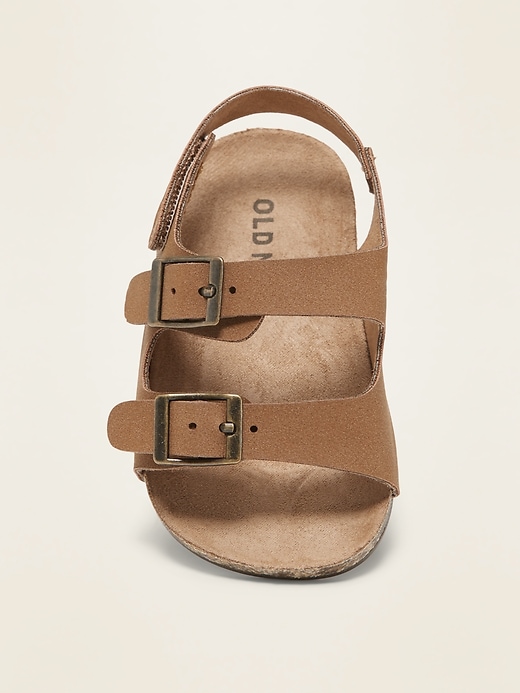 View large product image 2 of 4. Unisex Faux-Leather Double-Buckle Sandals for Baby