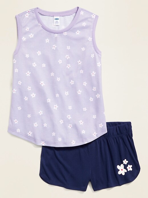 View large product image 1 of 1. Pajama Tank Top & Pajama Shorts Sleep Set for Girls