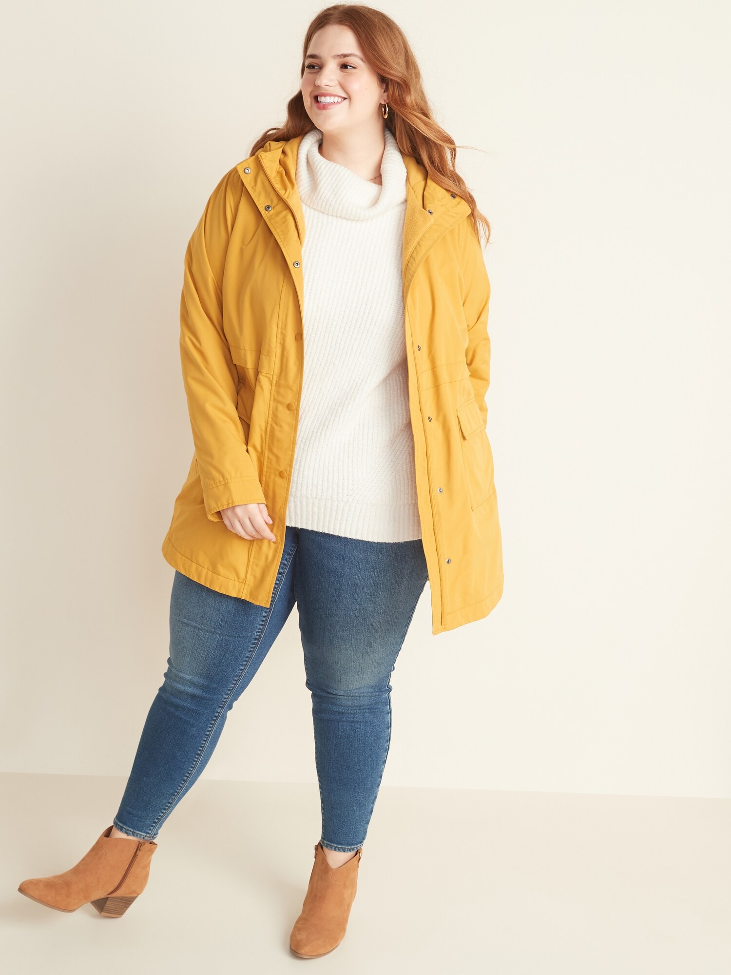 Plus size fleece 2025 lined coat