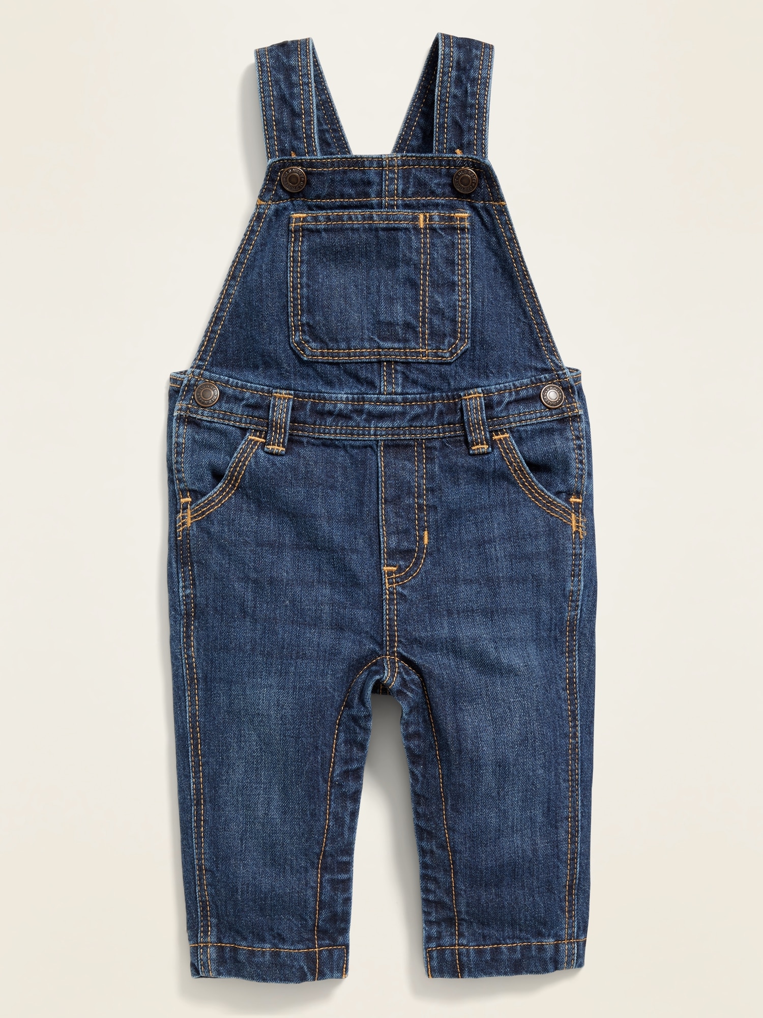 Unisex Dark-Wash Jean Overalls for Baby