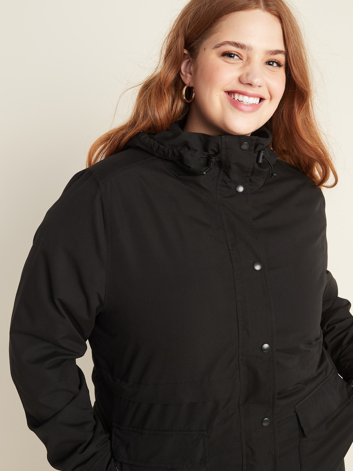 Plus size fleece sales lined coat