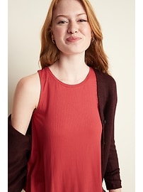 View large product image 3 of 3. High-Neck Rib-Knit Swing Tank for Women