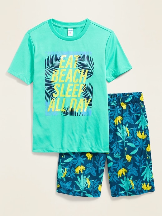 View large product image 1 of 1. Graphic Pajama Tee & Pajama Shorts Set For Boys