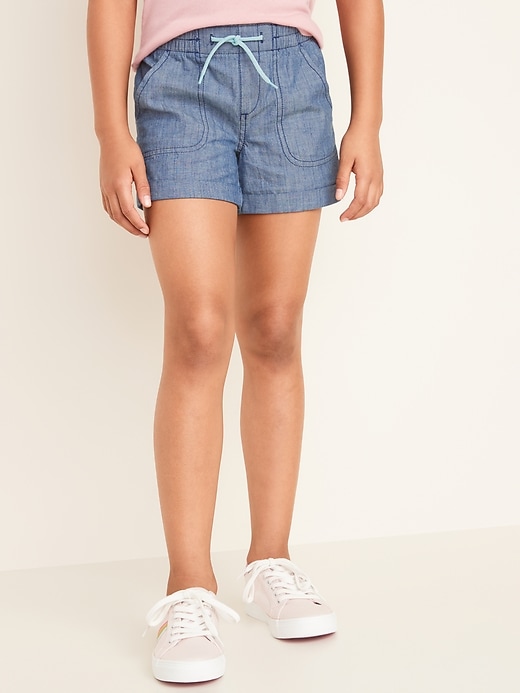 View large product image 1 of 3. Cuffed Chambray Pull-On Shorts for Girls
