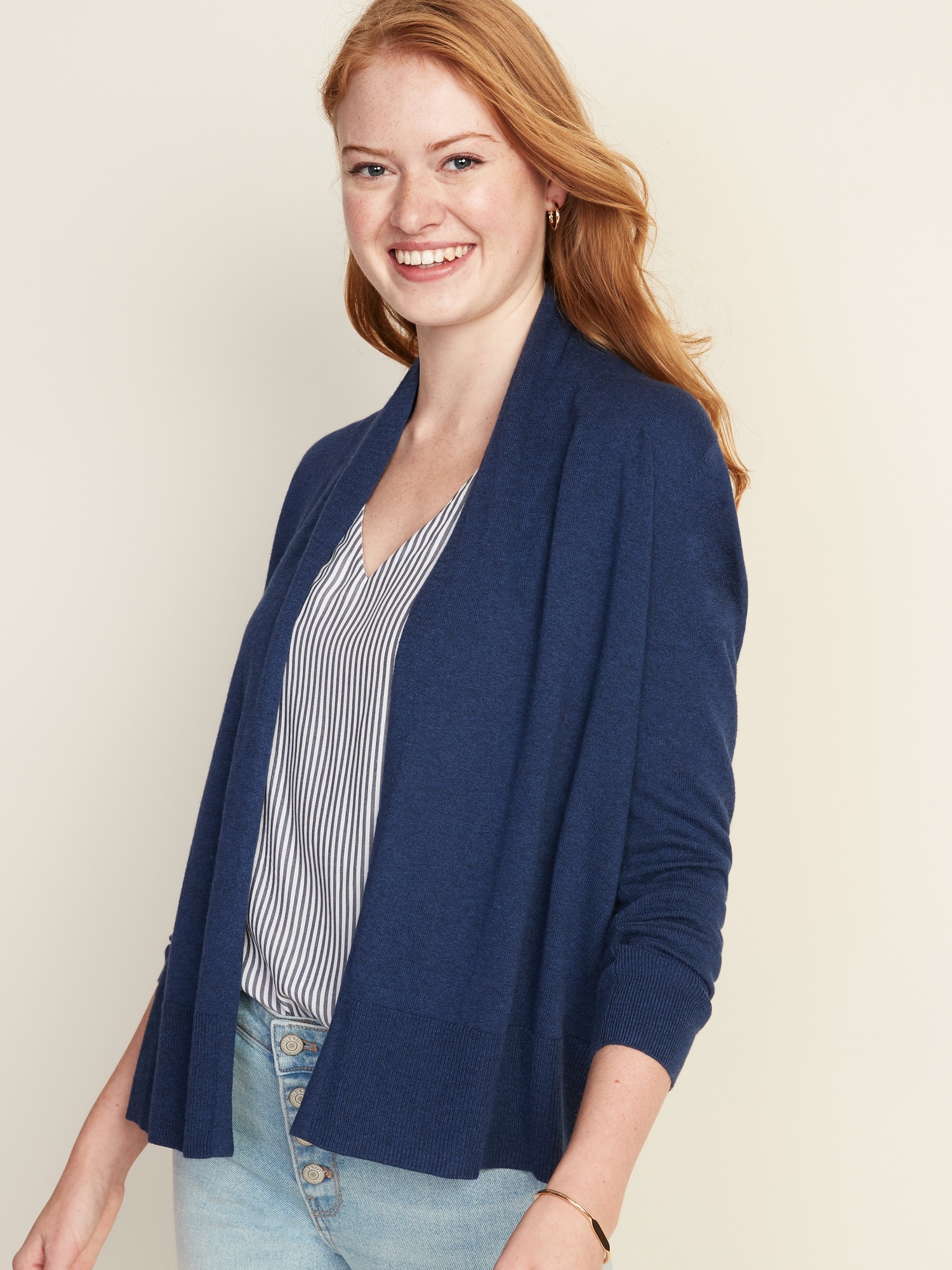 Shawl collar open outlet front cardigan