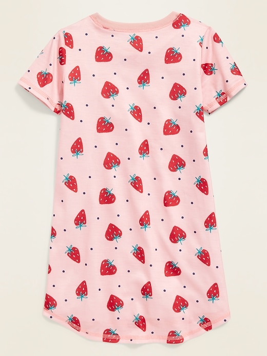 View large product image 2 of 2. Strawberry-Print Jersey Nightgown for Toddler Girls & Baby