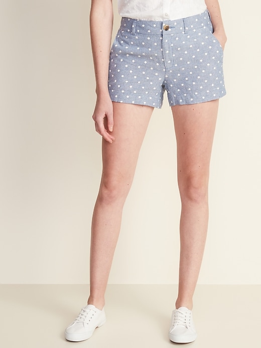 View large product image 1 of 1. Mid-Rise Everyday Linen-Blend Shorts for Women - 3.5-inch inseam