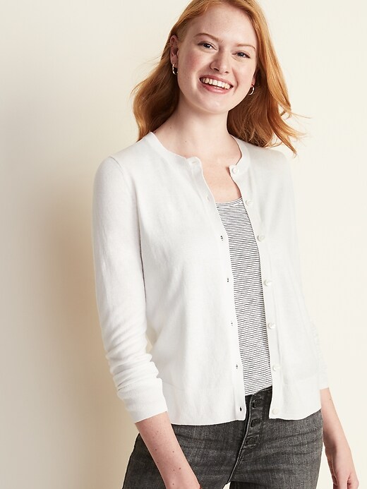 Crew neck cardigan women's shop