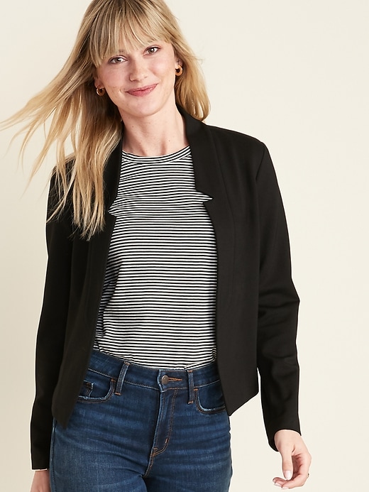 Image number 1 showing, Cropped Ponte-Knit Blazer for Women