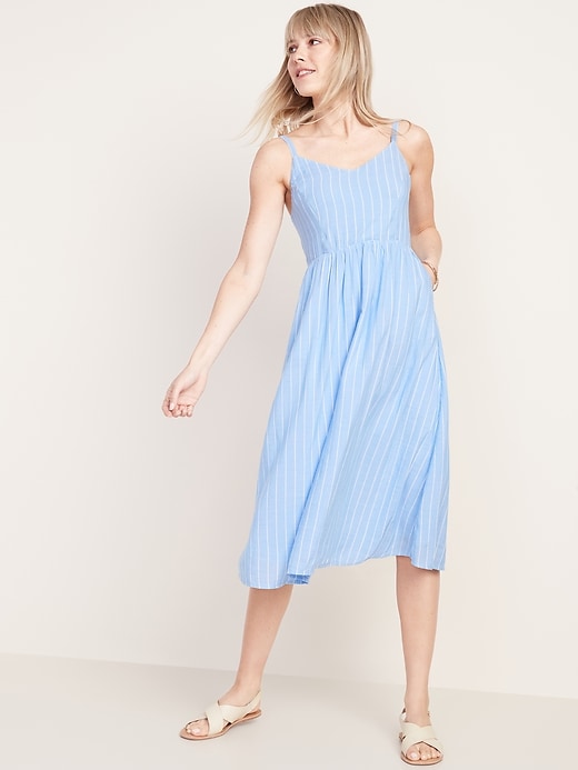 Image number 1 showing, Fit & Flare Striped Cami Midi Dress for Women