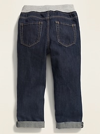 View large product image 3 of 4. Relaxed Jersey-Waist Pull-On Jeans for Toddler Boys