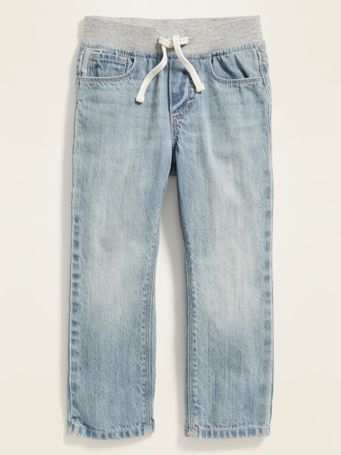 Relaxed Jersey-Waist Pull-On Jeans for Toddler Boys