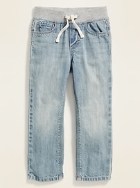 Image number 1 showing, Relaxed Jersey-Waist Pull-On Jeans for Toddler Boys