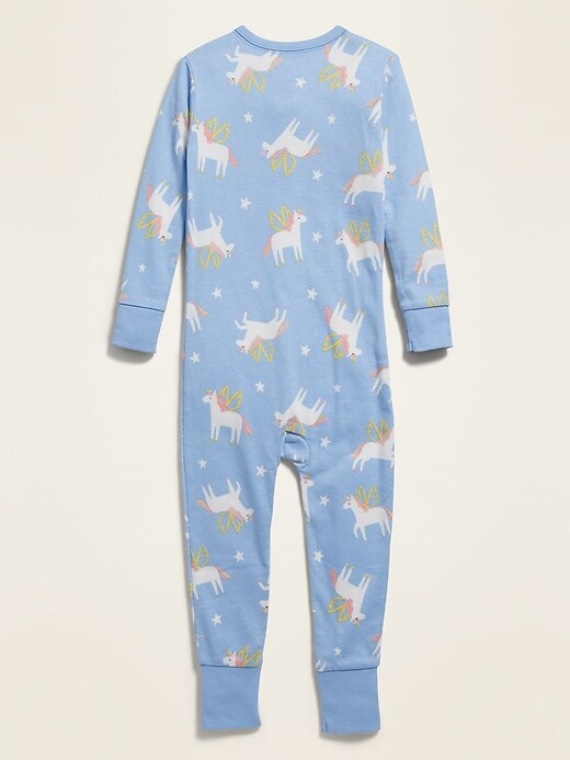 View large product image 2 of 2. Unicorn-Print Pajama One-Piece for Toddler & Baby
