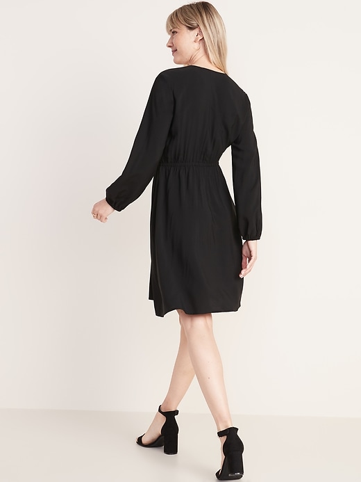 Image number 2 showing, Waist-Defined Wrap-Front Dress for Women