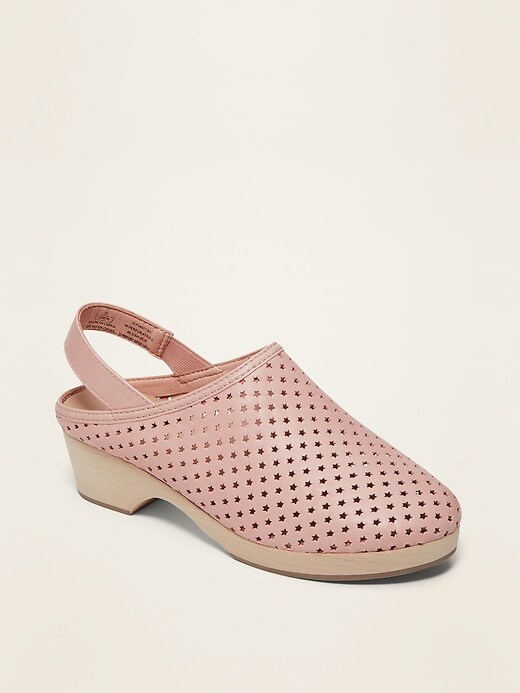 View large product image 1 of 1. Perforated Faux-Leather Clog Shoes for Girls