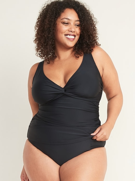 Image number 1 showing, Twist-Front Underwire Plus-Size Tankini Swim Top