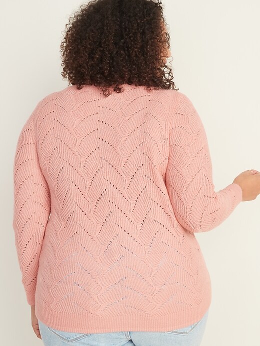 Image number 2 showing, Pointelle Crew-Neck Plus-Size Sweater
