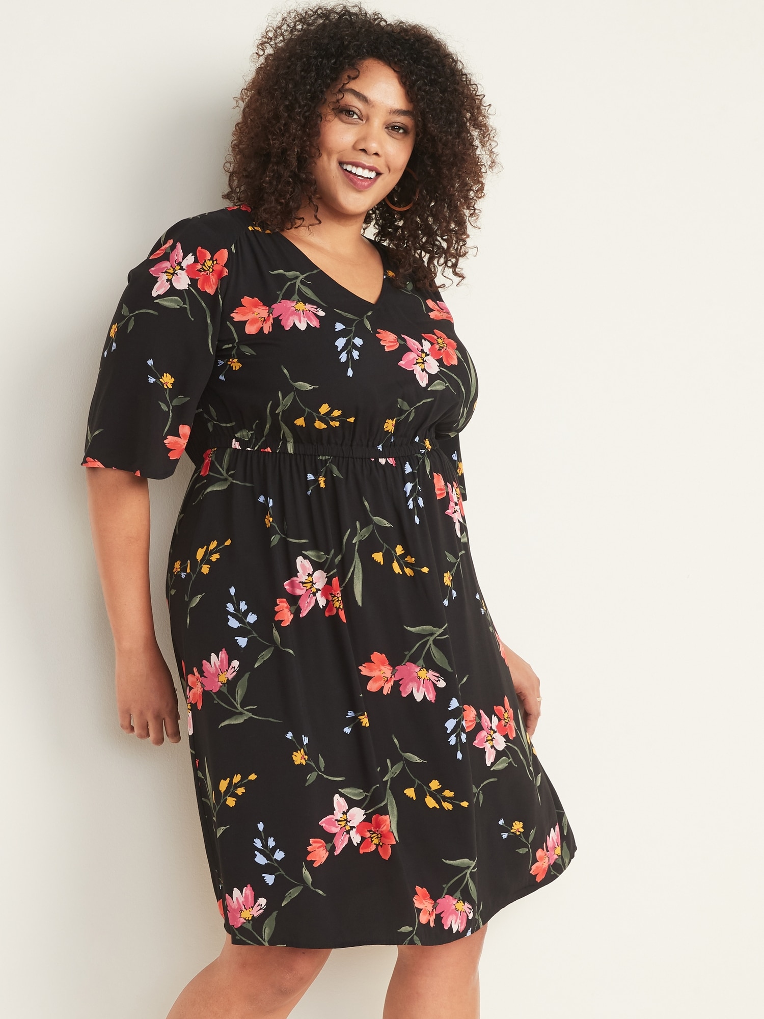 Flutter sleeve store dress plus size