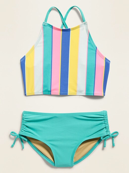 View large product image 2 of 2. High-Neck Strappy-Back Bikini for Girls