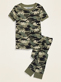 Image number 1 showing, Unisex Camo-Dino Pajama Set for Toddler & Baby