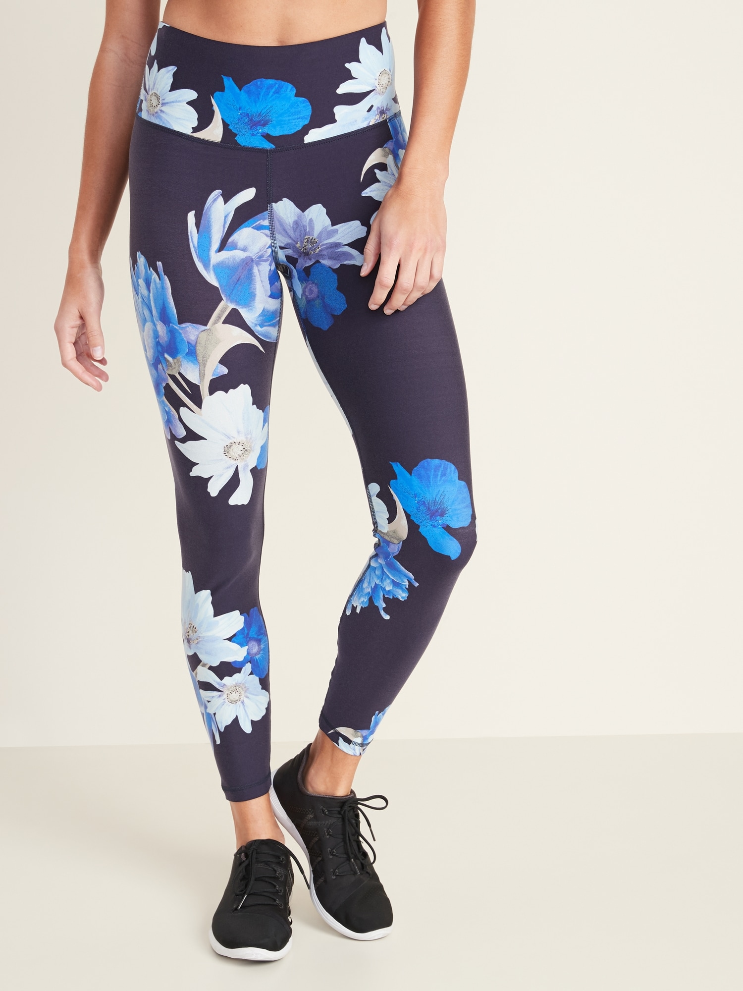 High-Waisted Elevate 7/8-Length Floral Compression Leggings for