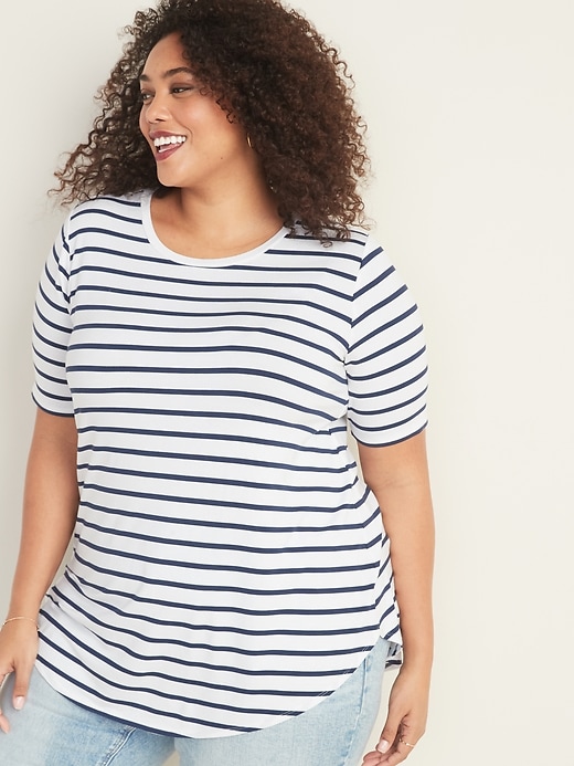 View large product image 1 of 3. Luxe Striped Plus-Size Tunic Tee