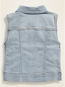 Fitted Button-Font Jean Vest for Girls