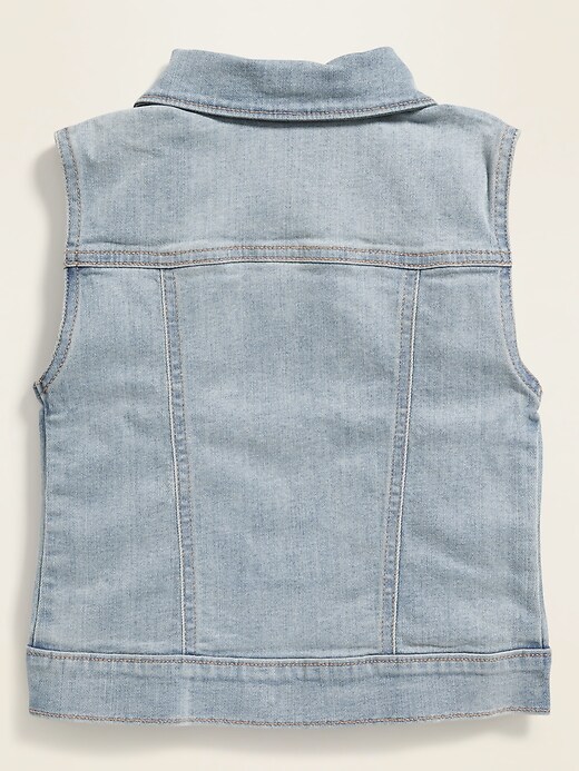 View large product image 2 of 3. Fitted Button-Font Jean Vest for Girls