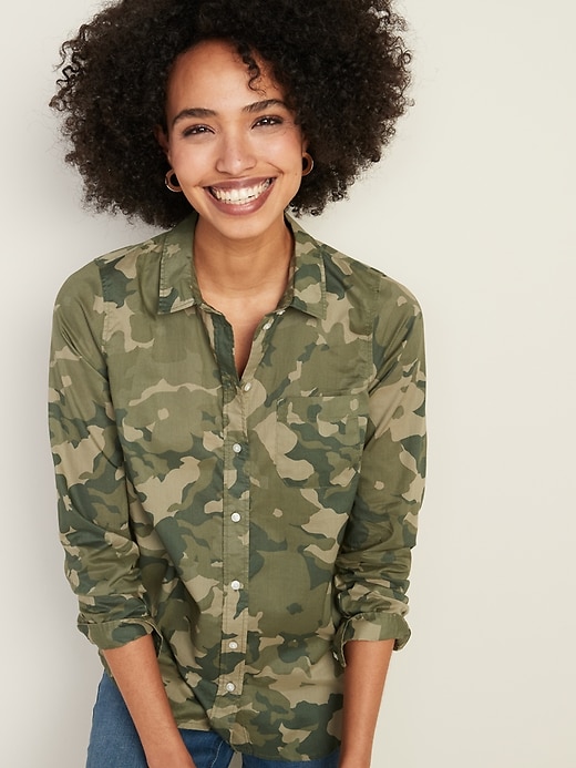 Image number 1 showing, Classic Camo-Patterned Shirt for Women