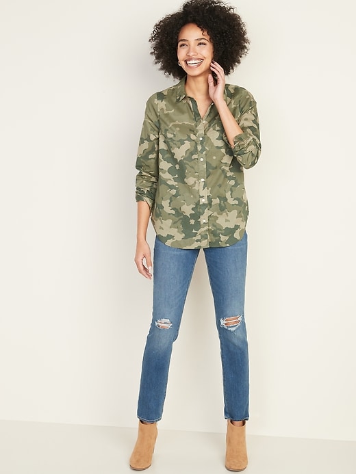 Image number 3 showing, Classic Camo-Patterned Shirt for Women