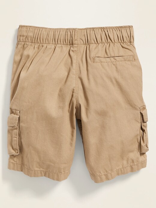 View large product image 2 of 2. Functional-Drawstring Canvas Cargo Shorts for Toddler Boys