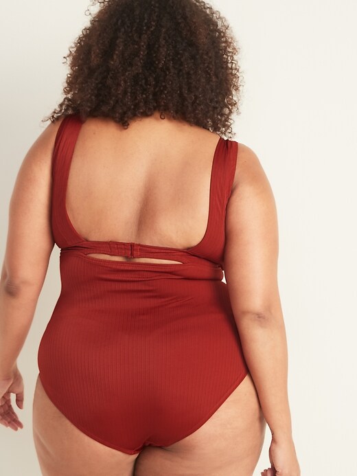 Image number 2 showing, Textured-Rib Secret-Slim Underwire Plus-Size One-Piece Swimsuit