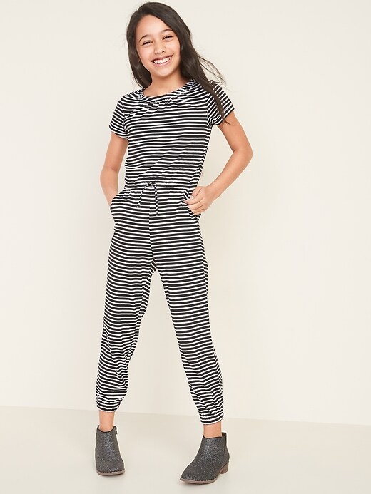 View large product image 1 of 1. Printed Jersey Jumpsuit for Girls