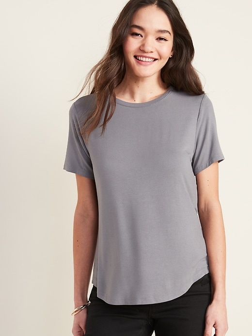 Old Navy Luxe Crew-Neck T-Shirt for Women gray. 1