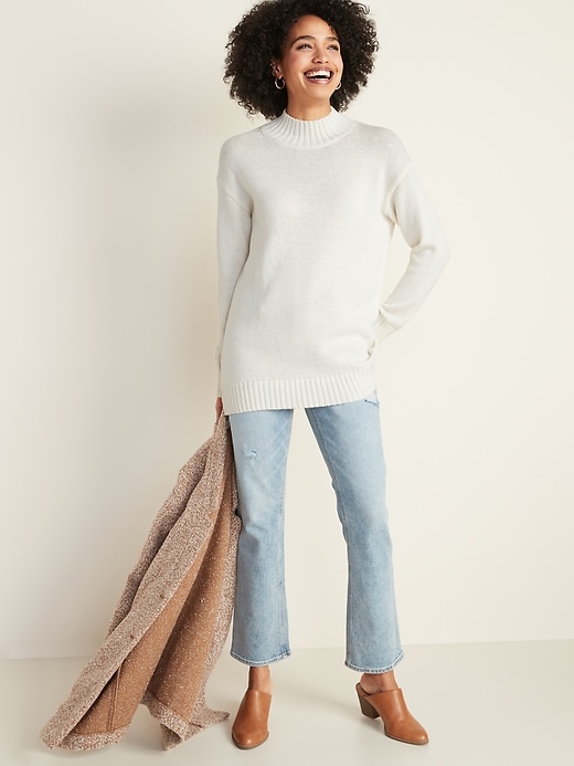 Image number 3 showing, Slouchy Mock-Neck Tunic Sweater for Women