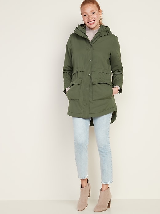 Image number 3 showing, Water-Resistant Hooded Rain Jacket for Women