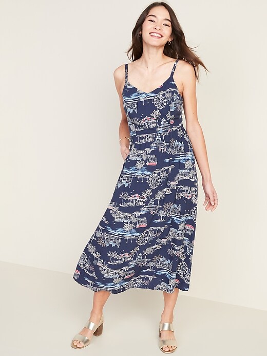 View large product image 1 of 1. Printed Fit & Flare Cami Midi Dress for Women