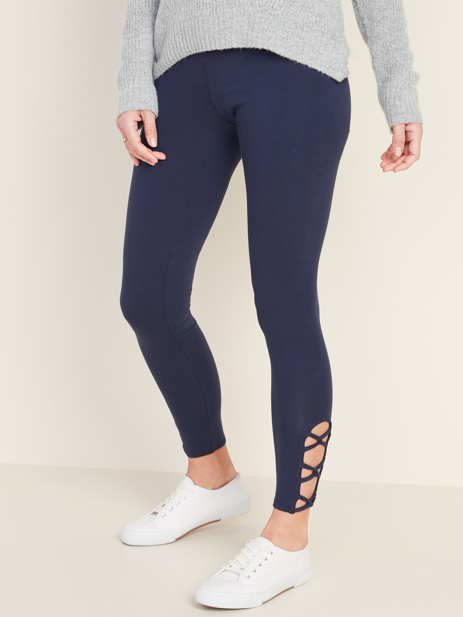 Lightweight Cotton Stretch Jersey Ankle Leggings