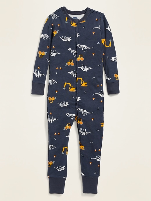 View large product image 1 of 2. Dino-Print Pajama One-Piece for Toddler & Baby
