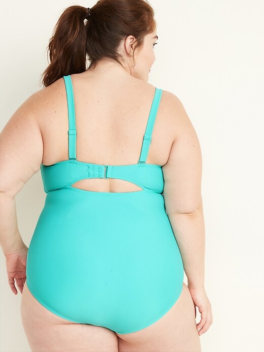 Image number 2 showing, Wrap-Front Secret-Slim Underwire Plus-Size One-Piece Swimsuit
